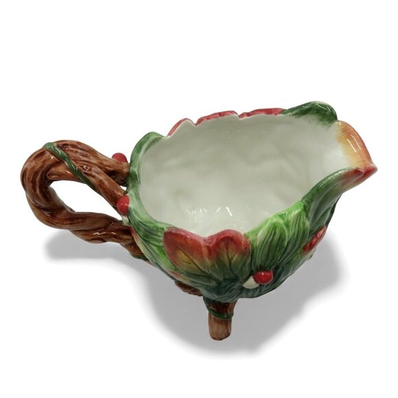 FITZ and FLOYD Christmas Lodge Pitcher Creamer With Pinecone and Leaf Design - Picture 7 of 13